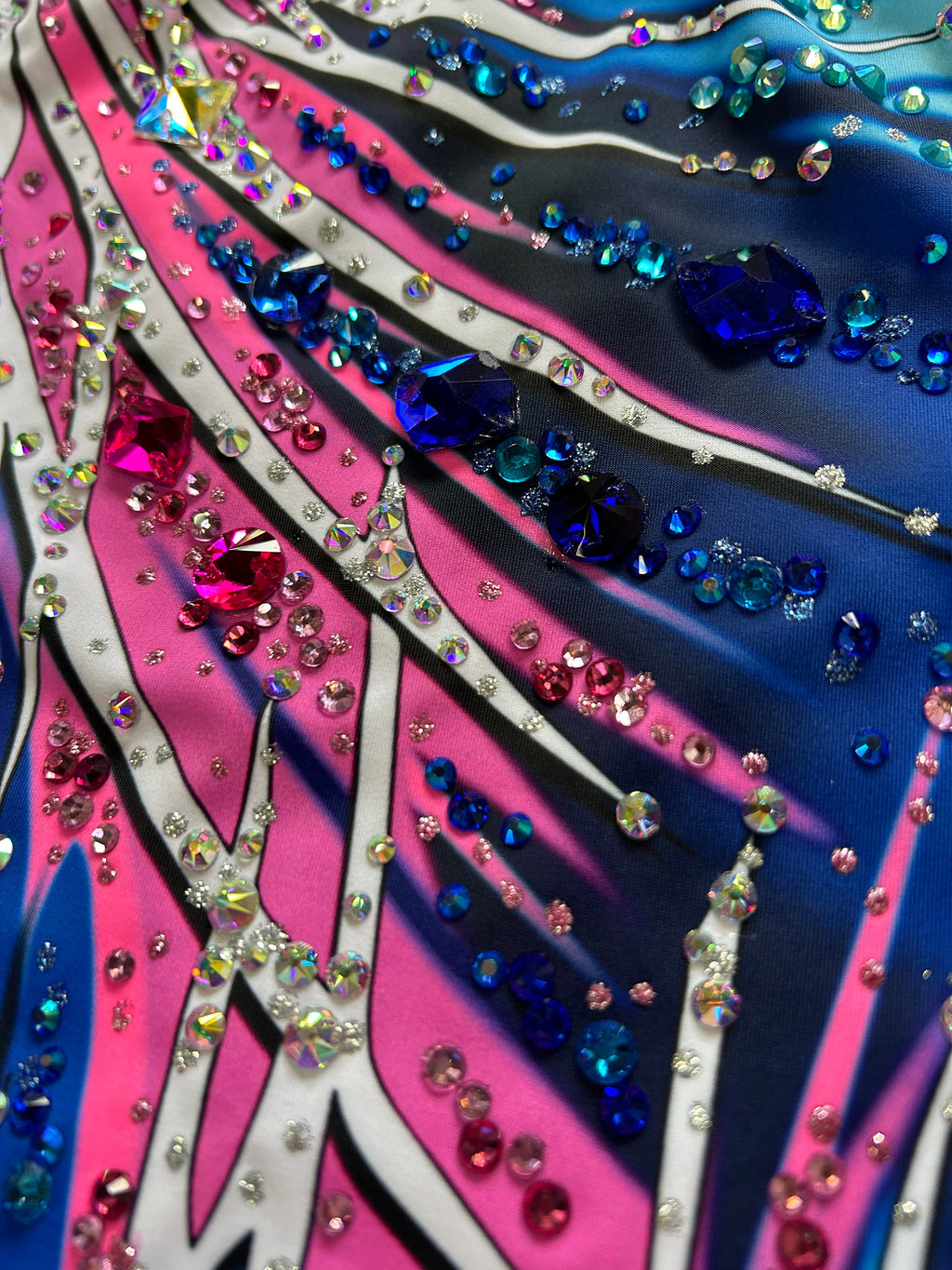 Skating Leotard NEON – Blue, Purple, Fuchsia Pink, Turquoise and White – Girls/Women – Customizable with Rhinestones