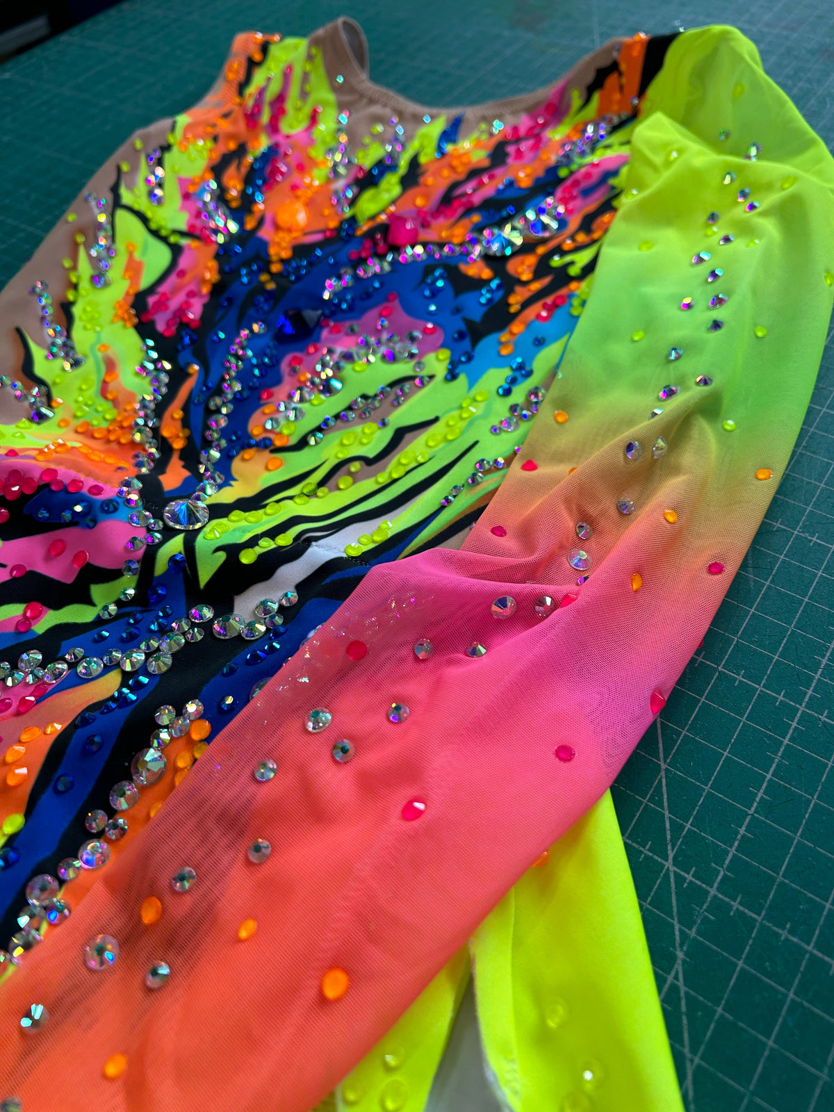 Dance Leotard QUIN – Neon Yellow, Lime Green, Pink, Orange and Blue – Girls/Women Customizable with Rhinestones