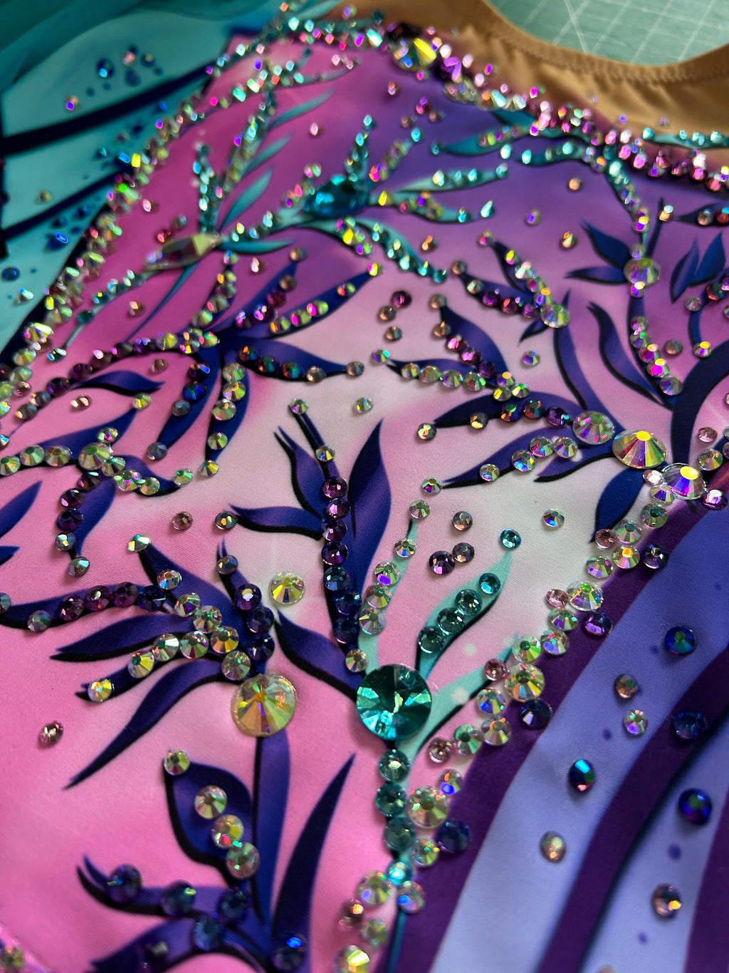 Skating Leotard DAISY – Lilac, Purple, Pink and Turquoise – Girls/Women – Customizable with Rhinestones