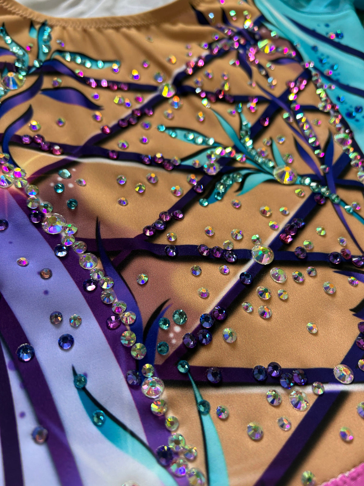 Skating Leotard DAISY – Lilac, Purple, Pink and Turquoise – Girls/Women – Customizable with Rhinestones