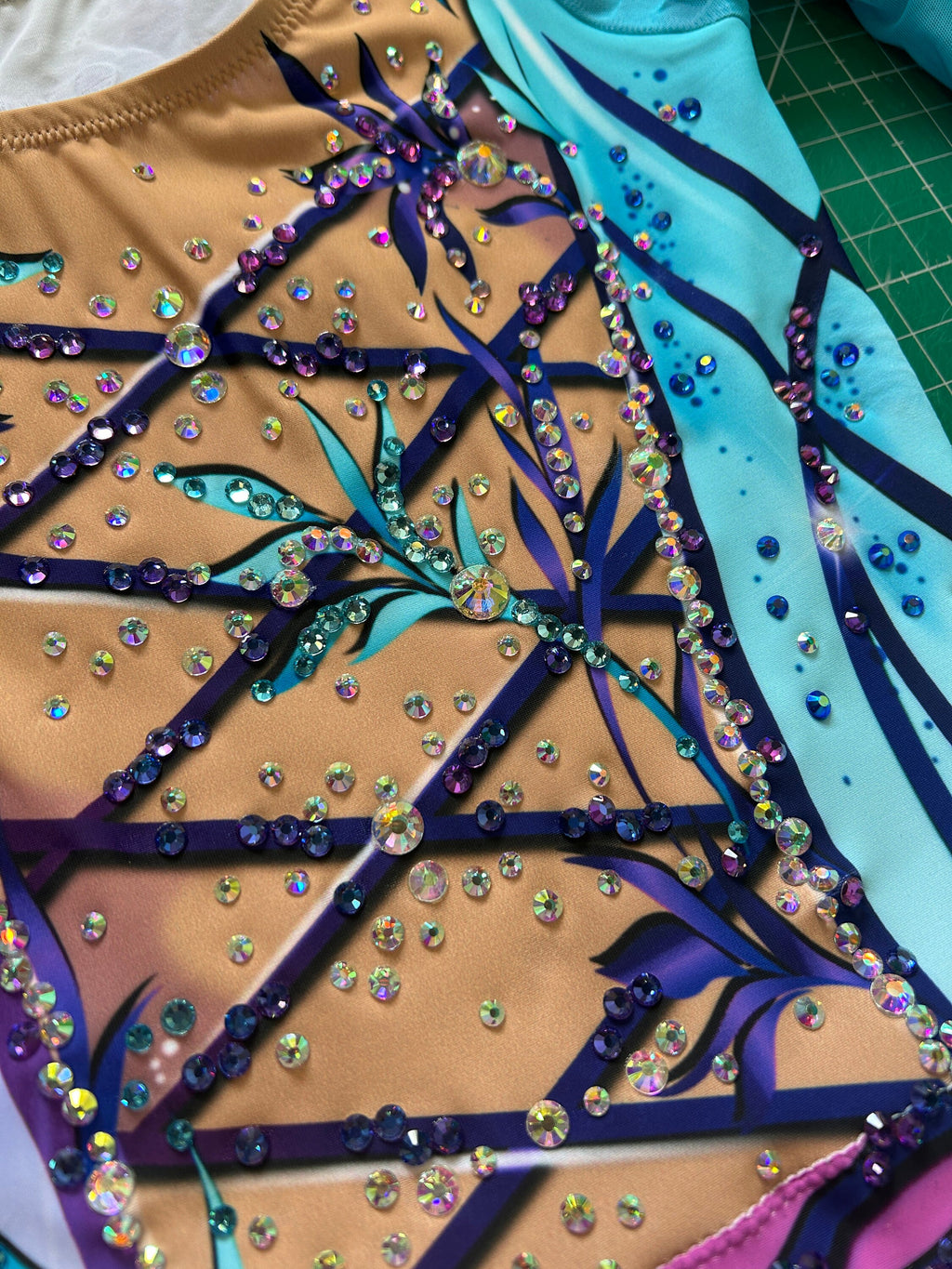 Skating Leotard DAISY – Lilac, Purple, Pink and Turquoise – Girls/Women – Customizable with Rhinestones
