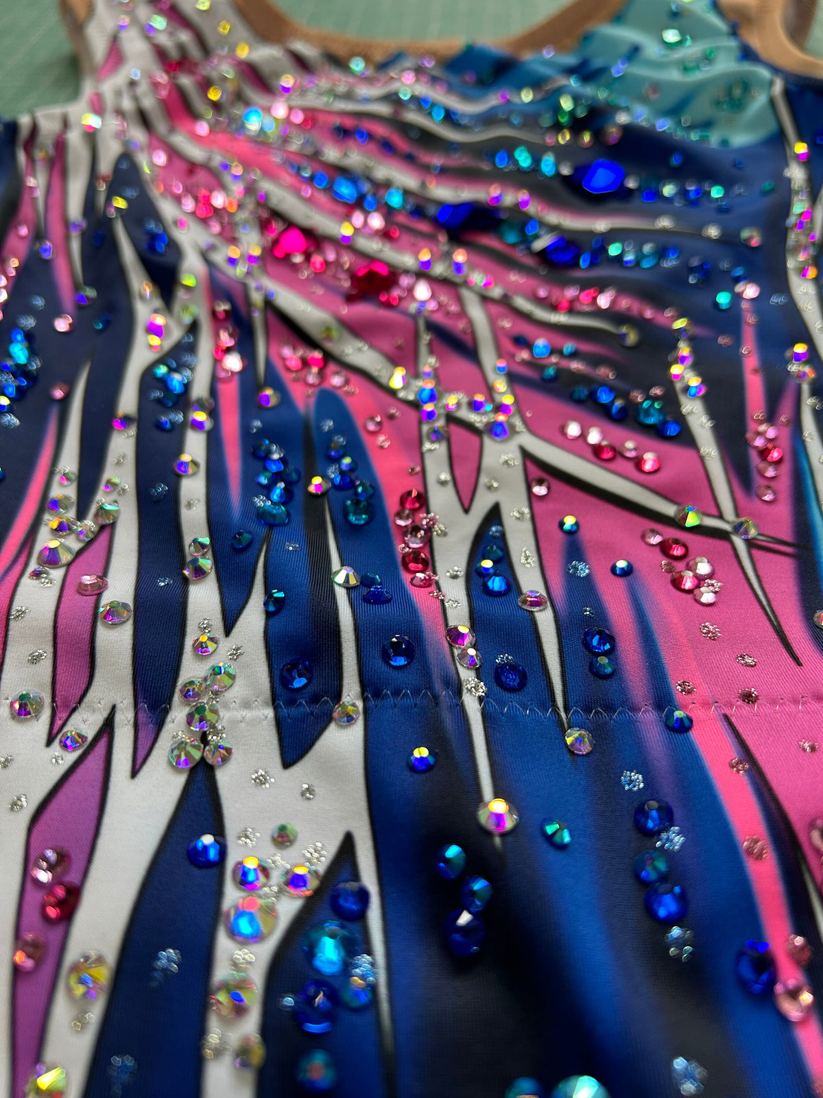 Skating Leotard NEON – Blue, Purple, Fuchsia Pink, Turquoise and White – Girls/Women – Customizable with Rhinestones