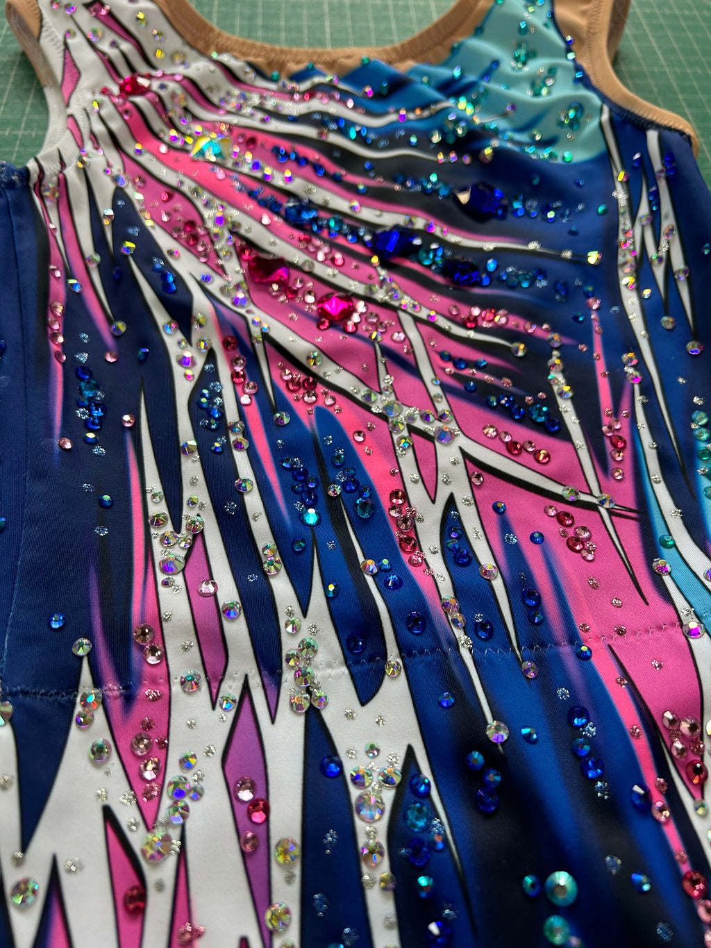 Skating Leotard NEON – Blue, Purple, Fuchsia Pink, Turquoise and White – Girls/Women – Customizable with Rhinestones