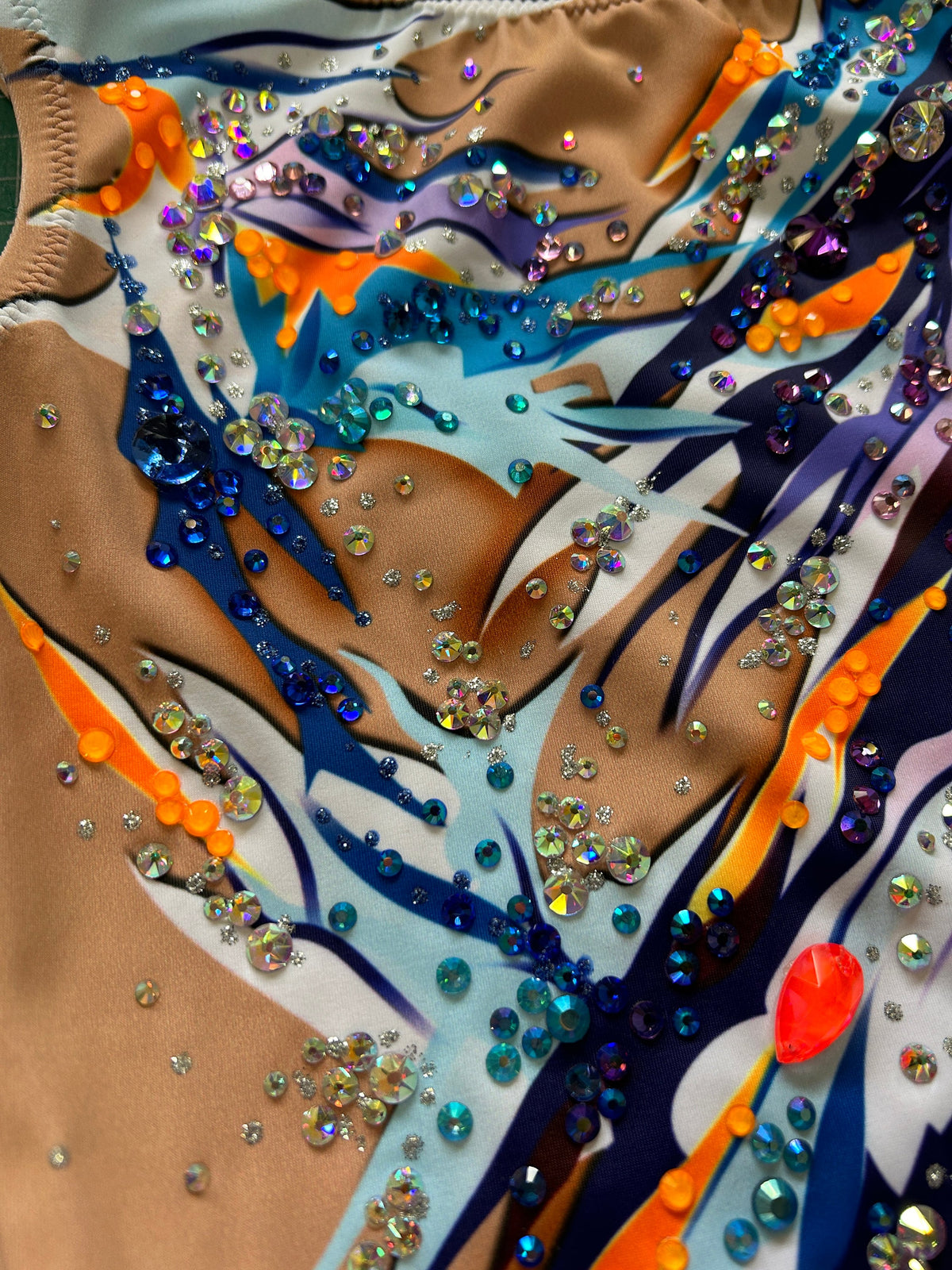 Skating Leotard ZIP – Blue, Lilac and Orange – Girls & Women – Customizable with Rhinestones