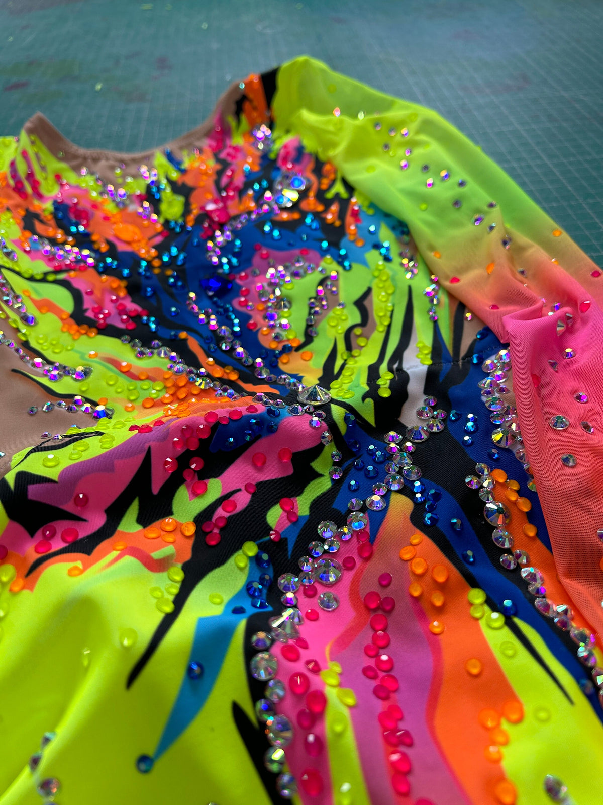 Dance Leotard QUIN – Neon Yellow, Lime Green, Pink, Orange and Blue – Girls/Women Customizable with Rhinestones