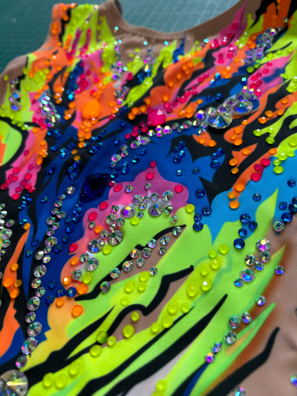 Dance Leotard QUIN – Neon Yellow, Lime Green, Pink, Orange and Blue – Girls/Women Customizable with Rhinestones