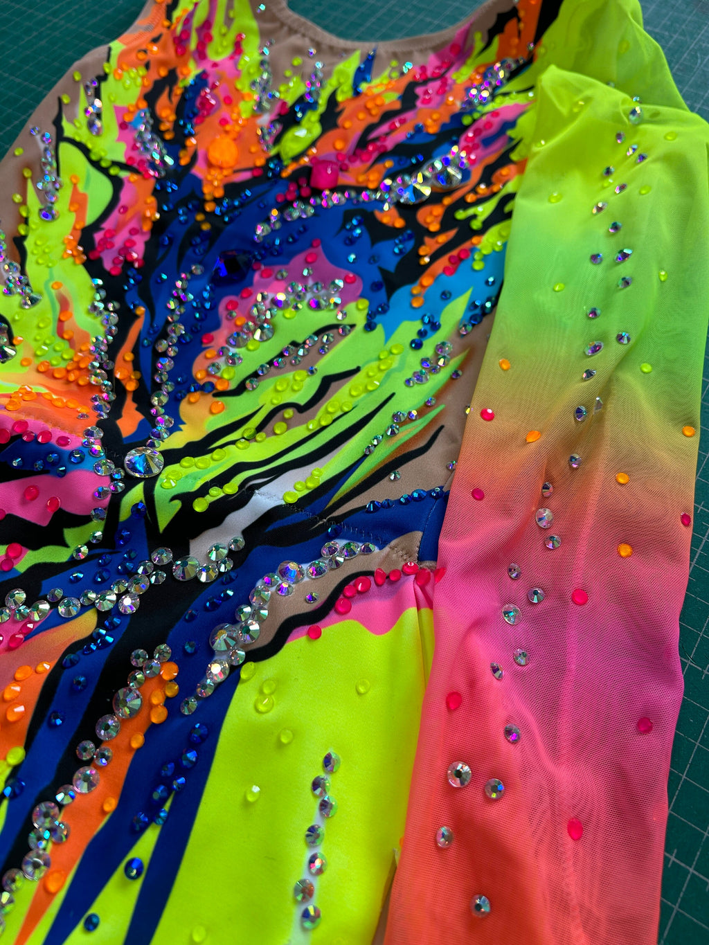 Dance Leotard QUIN – Neon Yellow, Lime Green, Pink, Orange and Blue – Girls/Women Customizable with Rhinestones