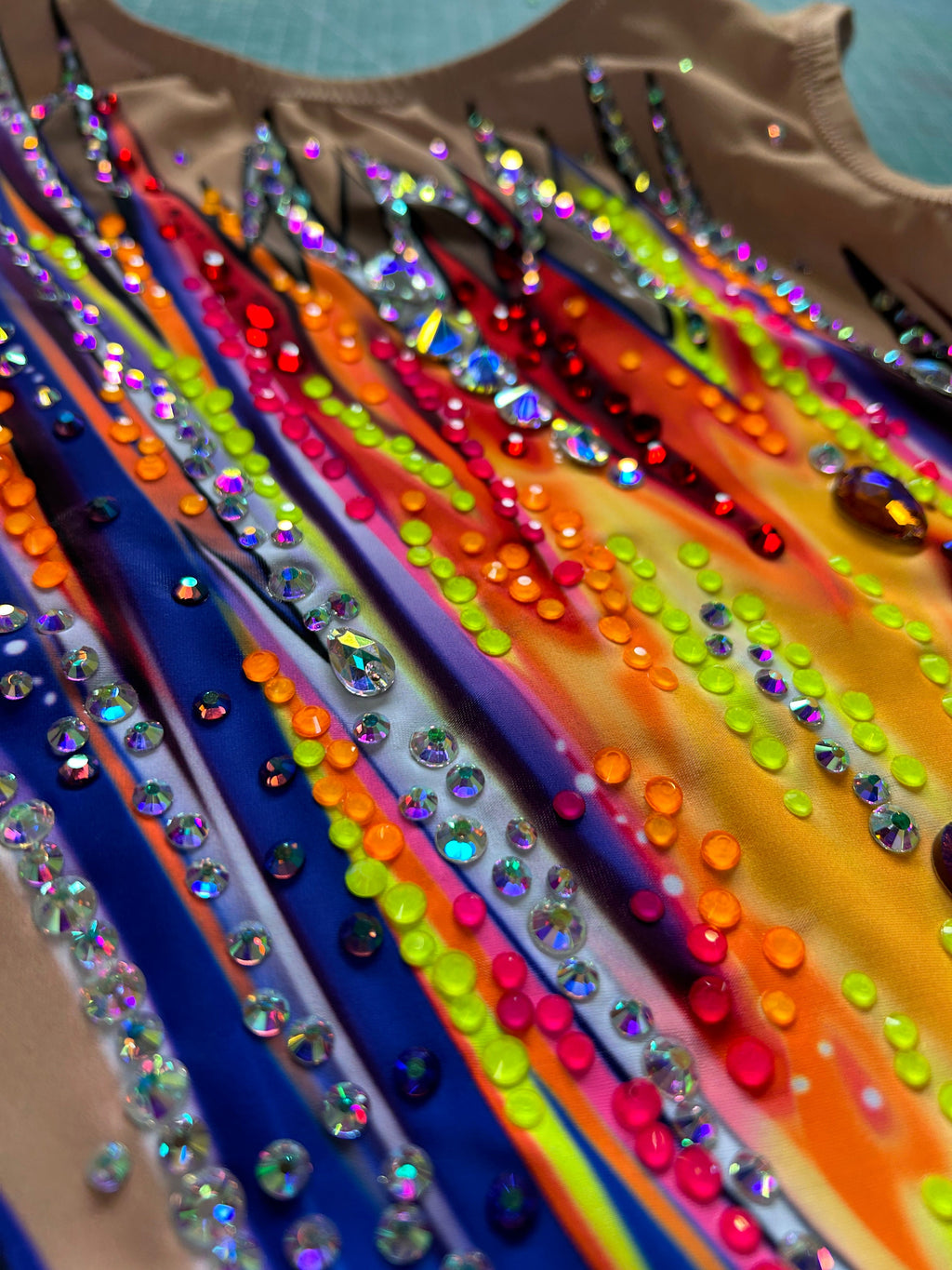 Rhythmic Leotard DEXA – Blue, Purple and Orange – Girls/Women – Customizable with Rhinestones