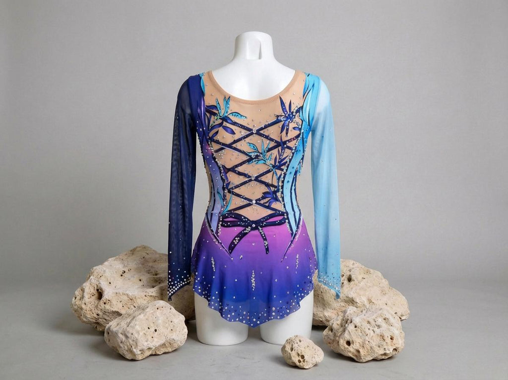 Skating Leotard DAISY – Lilac, Purple, Pink and Turquoise – Girls/Women – Customizable with Rhinestones