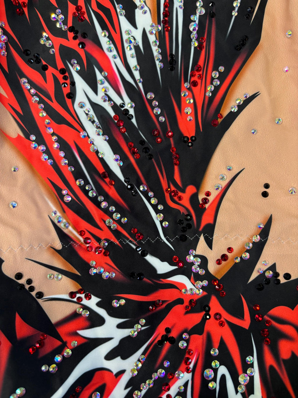 Rhythmic Leotard VOLCANO – Red, Black and White – Girls & Women – Customizable with Rhinestones
