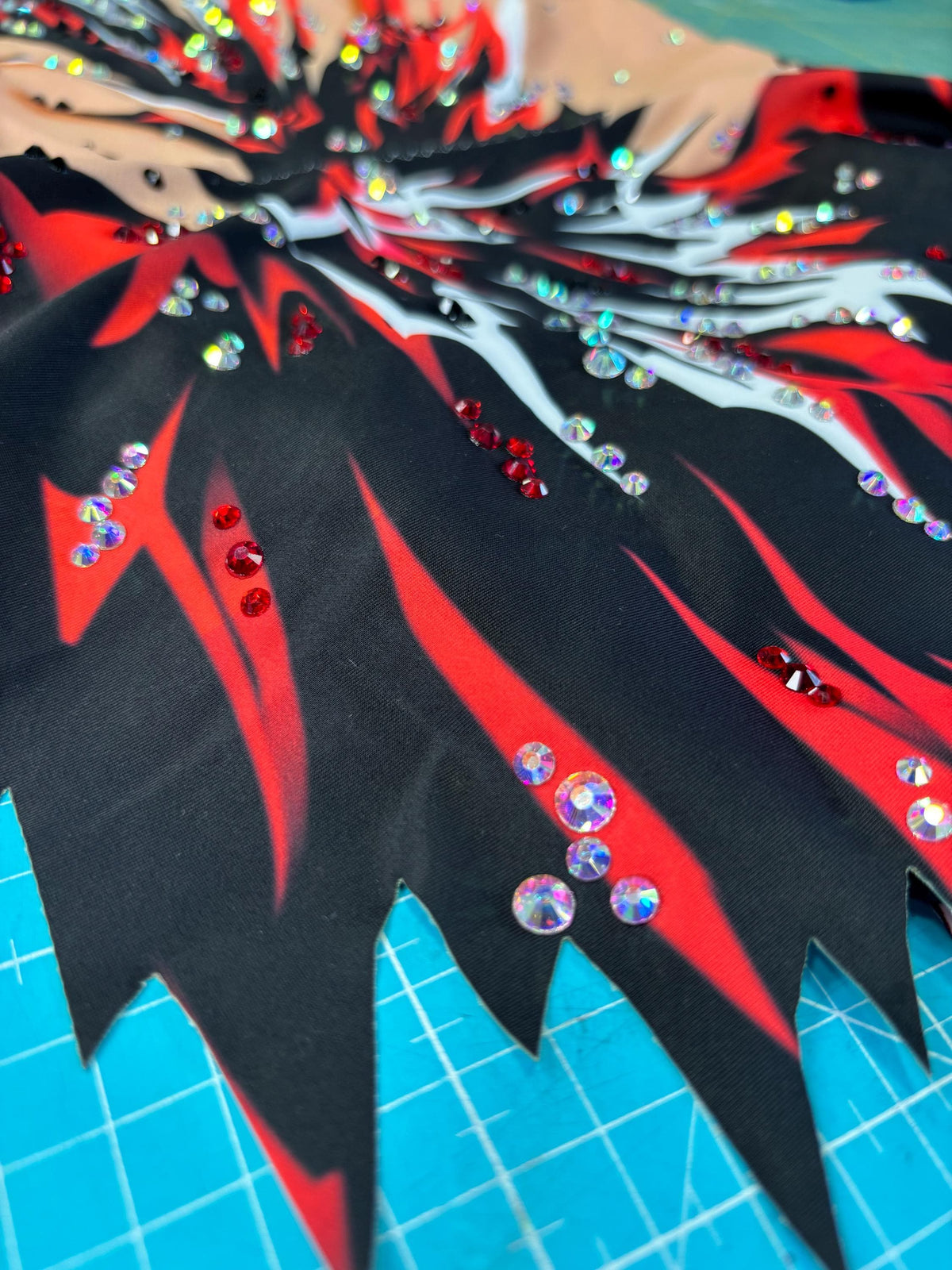 Rhythmic Leotard VOLCANO – Red, Black and White – Girls & Women – Customizable with Rhinestones