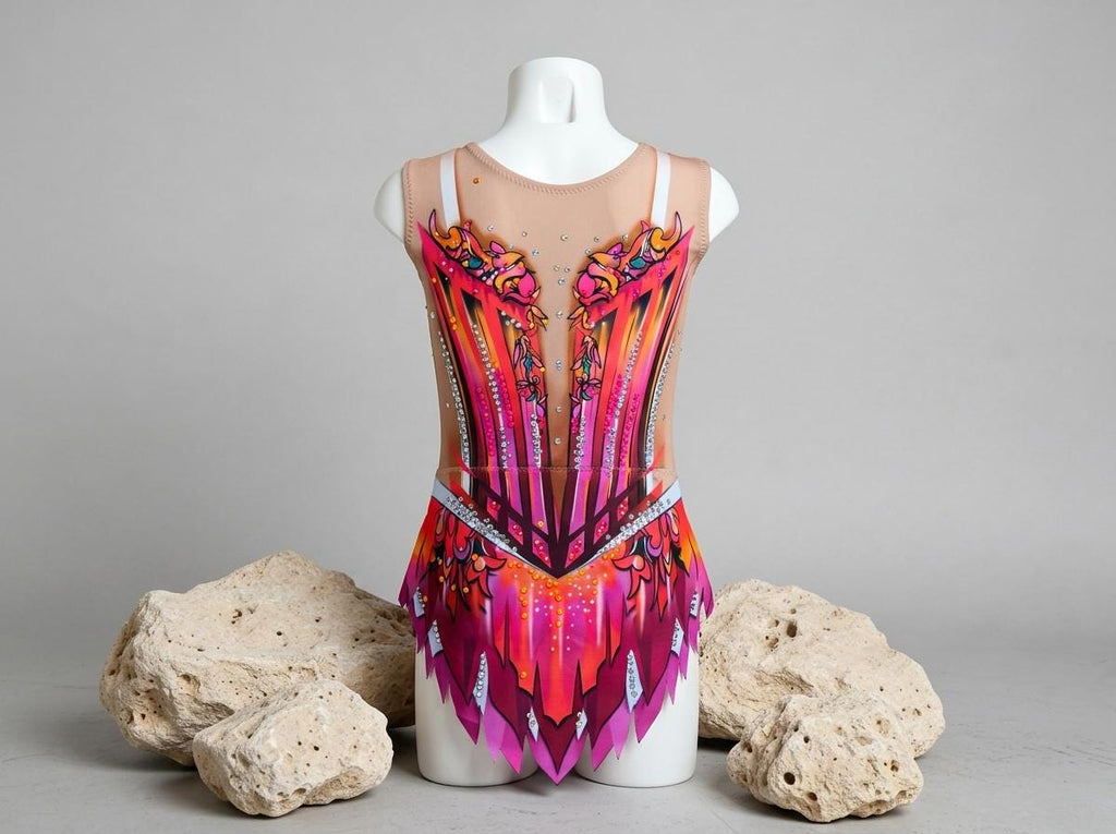 Ballet Leotard GARDENIA – Red, Fuchsia Pink, Orange and Purple – Girls & Women – Customizable with Rhinestones