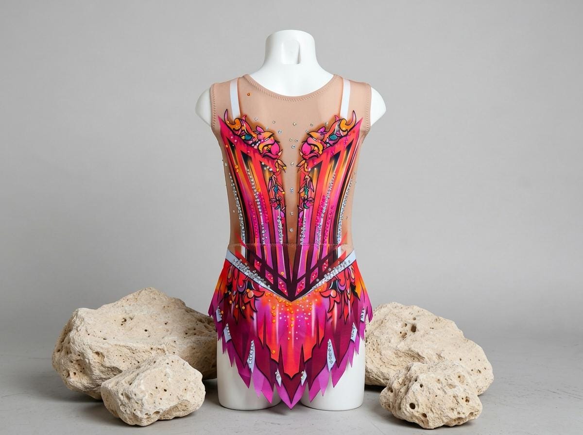 Ballet Leotard GARDENIA – Red, Fuchsia Pink, Orange and Purple – Girls & Women – Customizable with Rhinestones