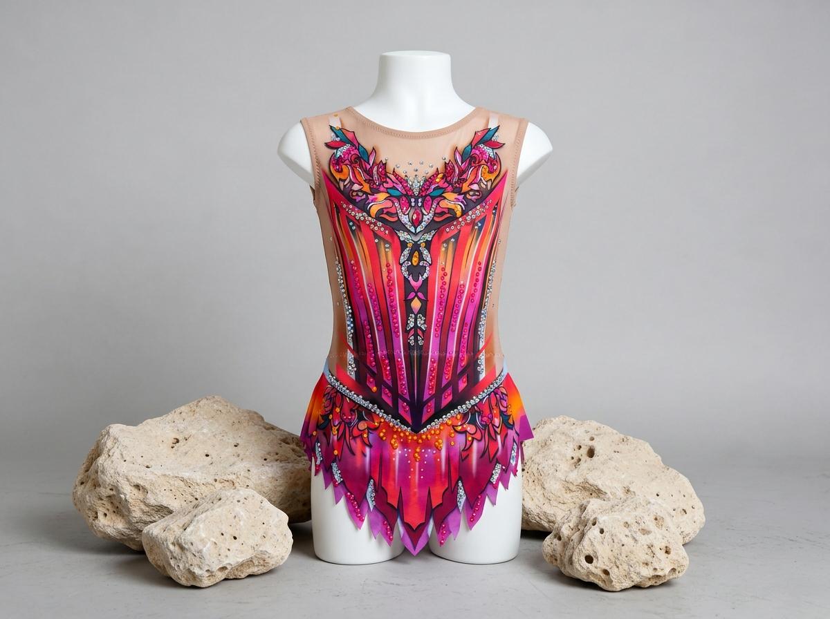 Ballet Leotard GARDENIA – Red, Fuchsia Pink, Orange and Purple – Girls & Women – Customizable with Rhinestones